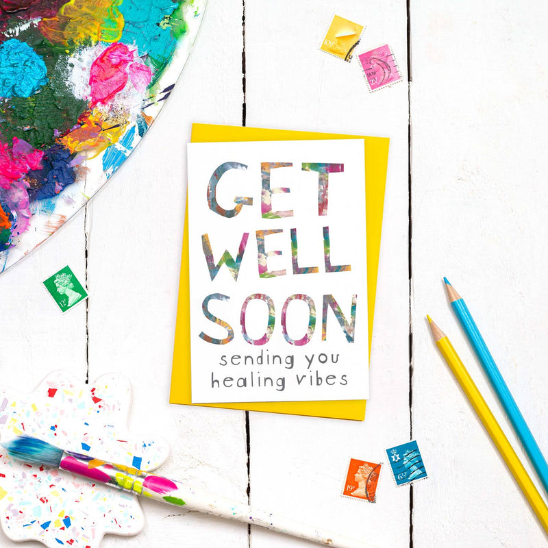 Get well soon, sending you healing vibes card