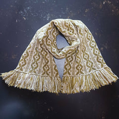 Knitted moss and natural Shetland Wool scarf - Templeton's Venetian Balcony