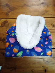 Neck warmer/snood - indigo with splodge print (adult size)