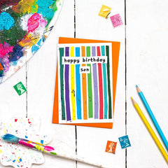 Happy birthday son stripes card