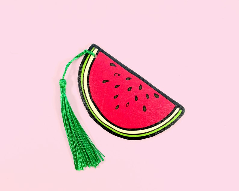 Watermelon faux leather bookmark