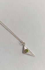 Sterling Silver triangle necklace with peridot gemstone
