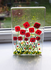 Poppy field glass tealight holder