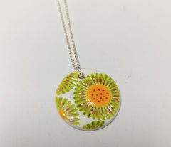 Sunflower imprinted ceramic necklace