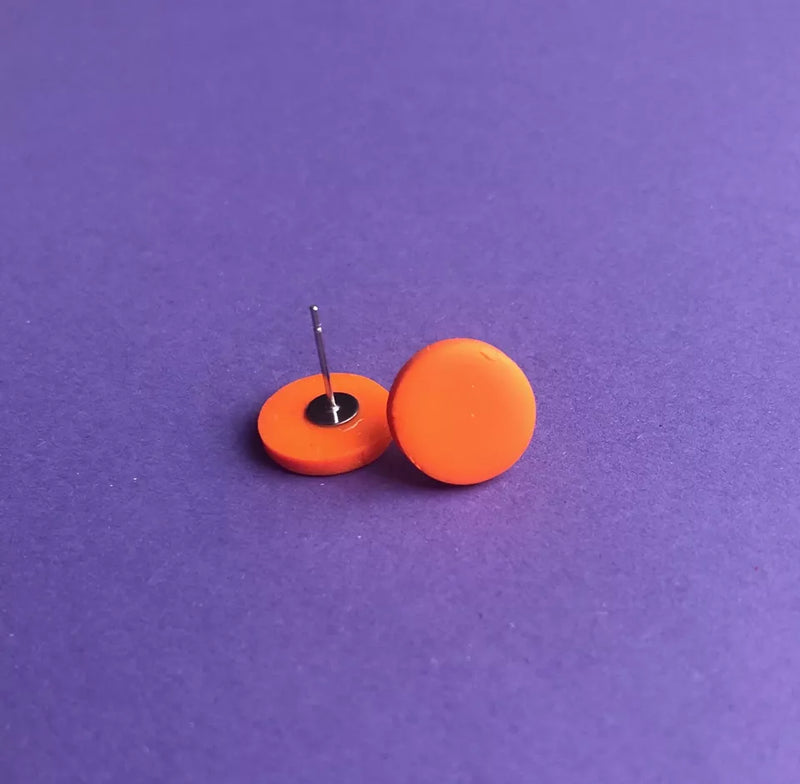 Circle polymer clay studs - orange (2 sizes available)
