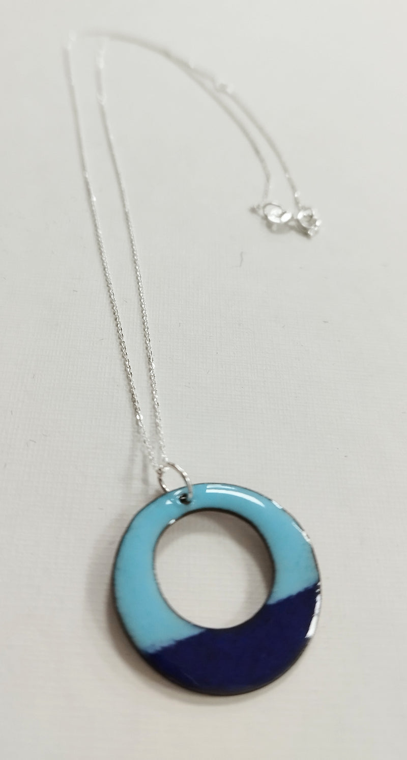 Sea and Sky enamelled ring necklace