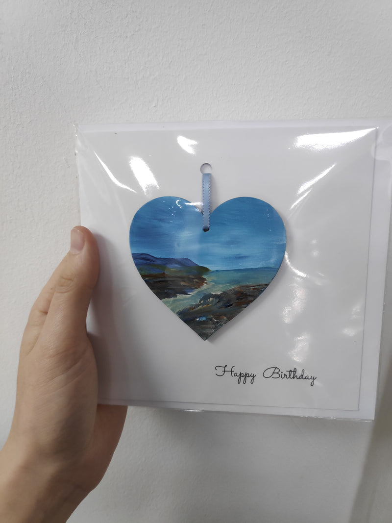 Happy birthday hand painted heart keepsake card