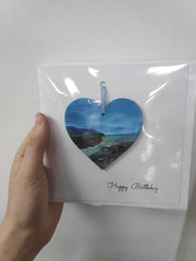 Happy birthday hand painted heart keepsake card