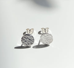Sterling silver hammered circle studs