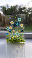 Wildflower glass tealight holder (different colours available)