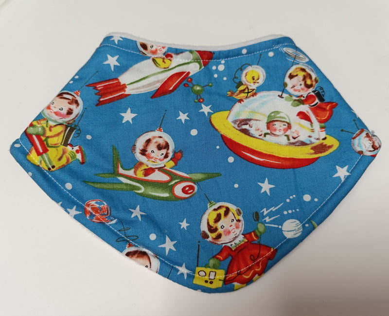 Bandana style bib - retro space kids print