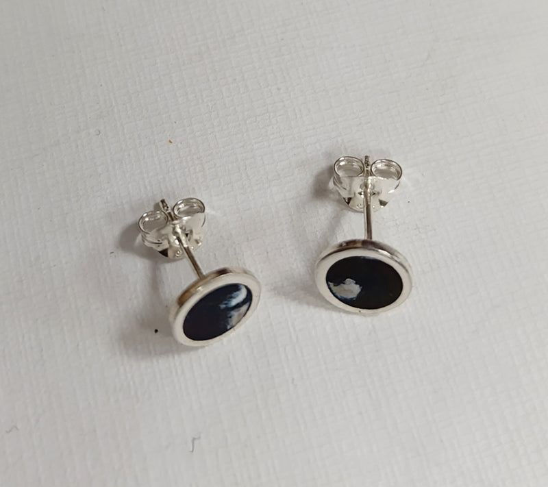 Sterling silver & enamel colourful studs - black & marble