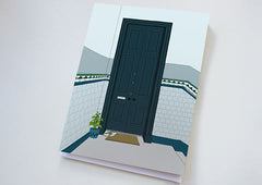 Tenement door in Teal greetings card