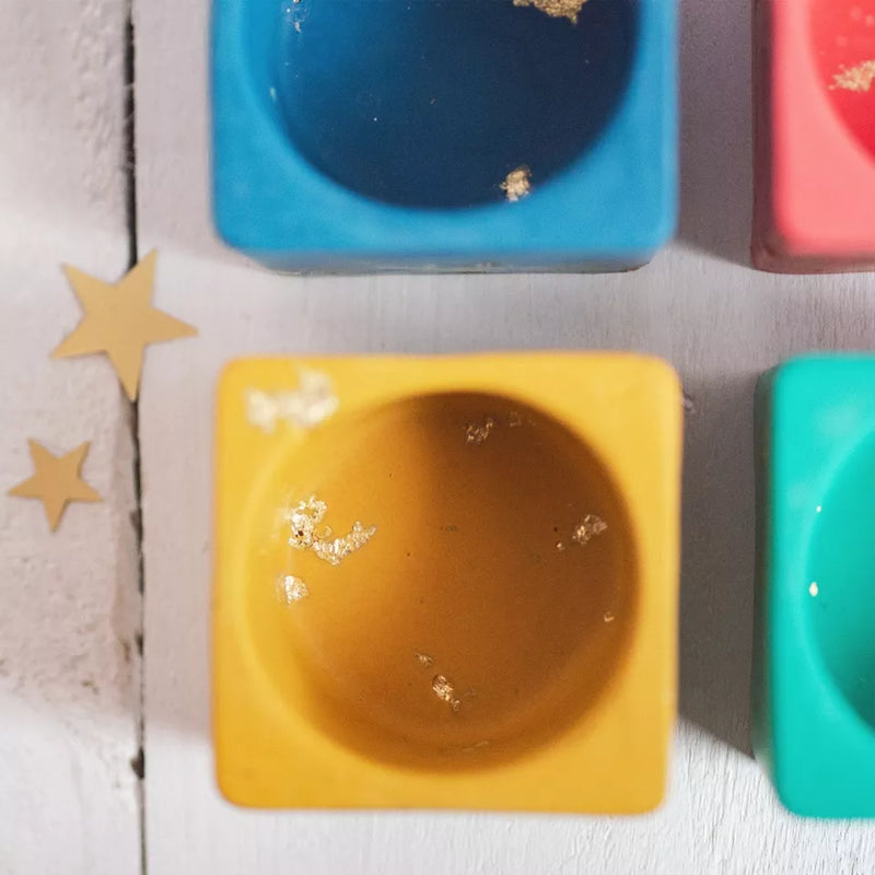 Bright & gold leaf jesmonite tea light holder (choice of 4 colours)