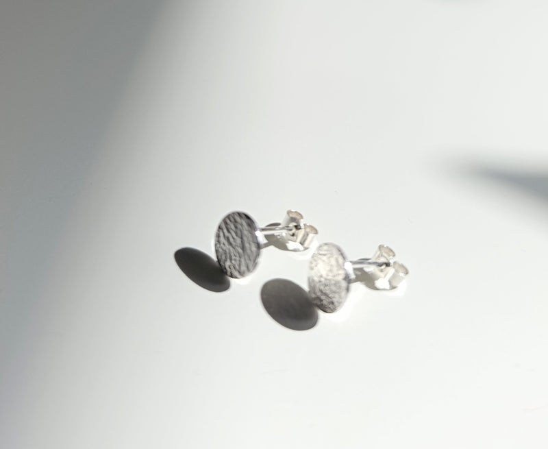 Sterling silver hammered circle studs