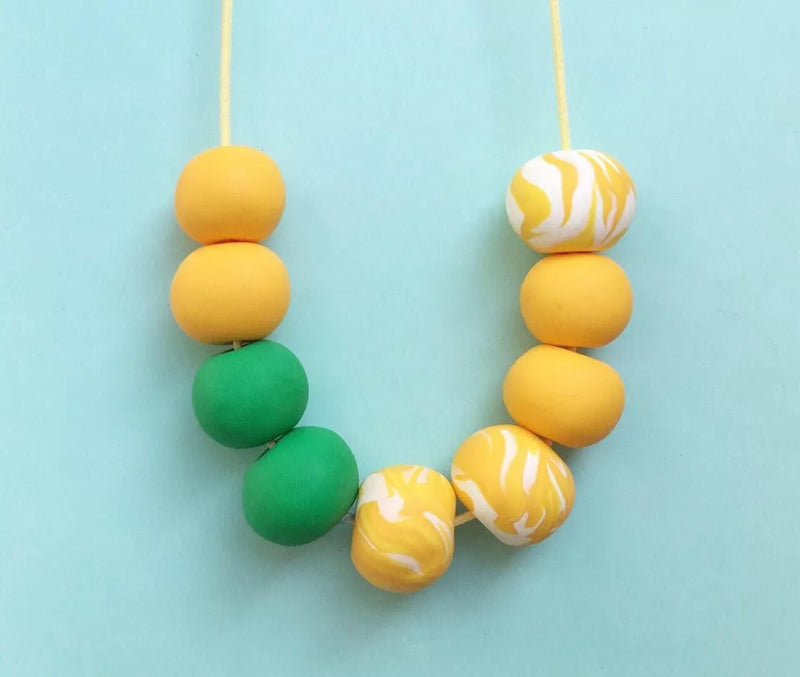 Statement bead necklace - yellow & green
