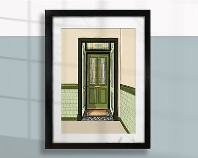 Tenement Door in Green A4 print