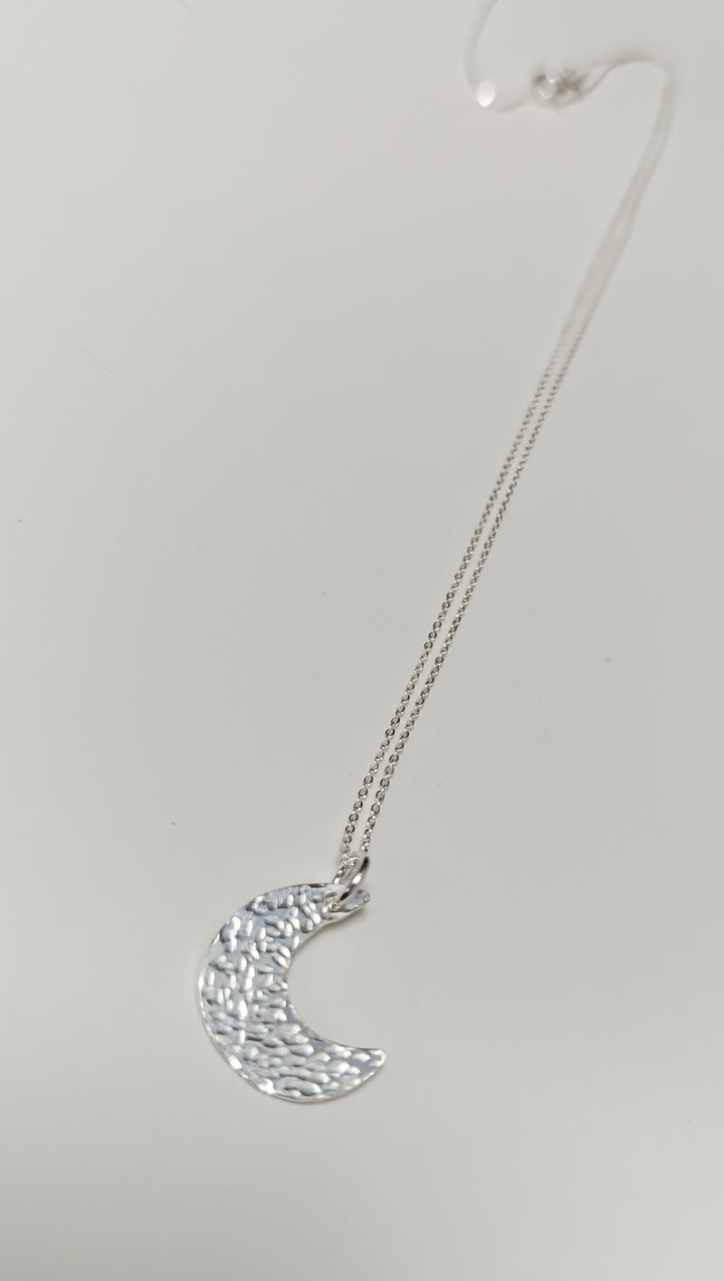 Sterling silver mini crescent moon pendant