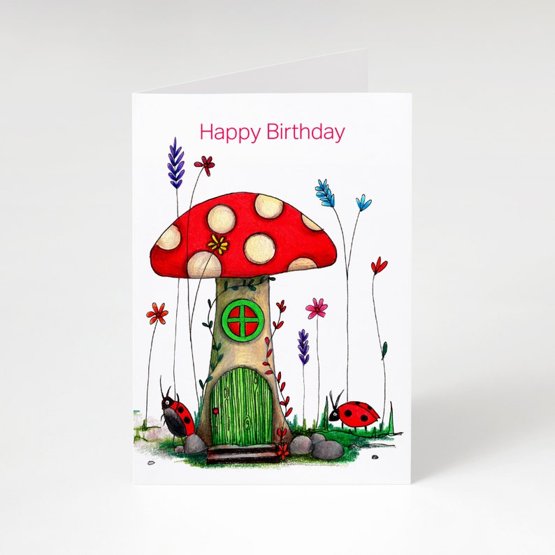 Happy birthday Toadstool and Ladybirds card