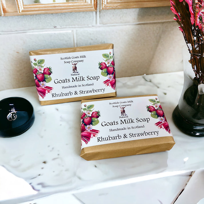 Handmade goats milk soap - rhubarb & strawberry