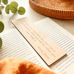'It is what you read when you don't have to...' Oscar Wilde quote wooden bookmark