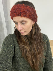 Hand knitted red and orange chunky earwarmer/headband
