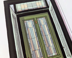 Tenement Door in Green A4 print