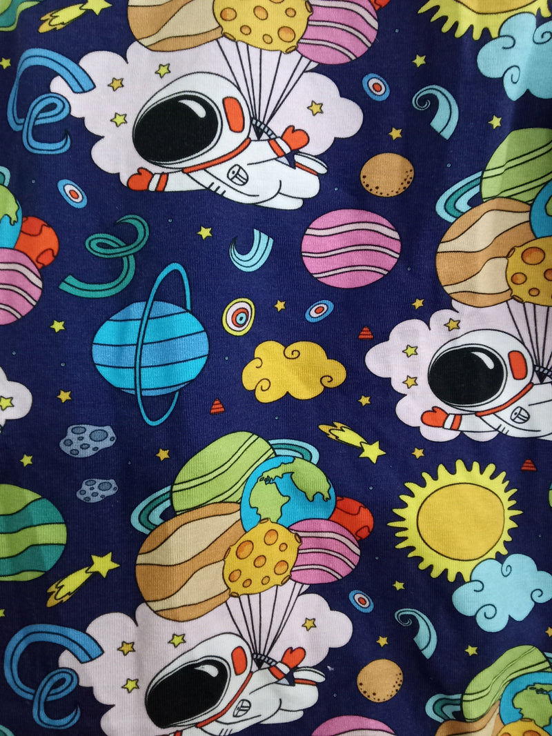 Romper suit - spaceman with planet balloons print (0-6 months)