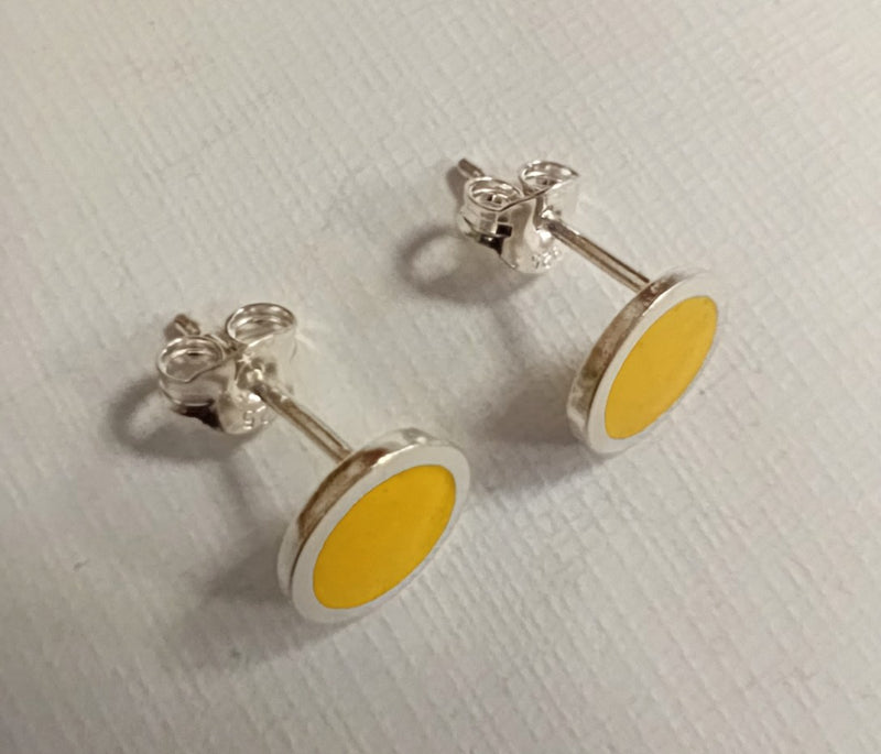 Sterling silver & enamel colourful studs - yellow