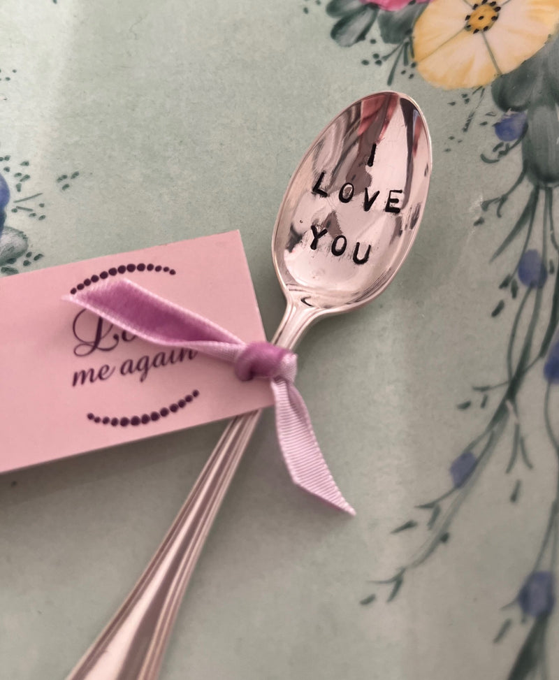 'I love you' hand stamped vintage teaspoon