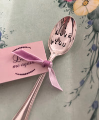 'I love you' hand stamped vintage teaspoon