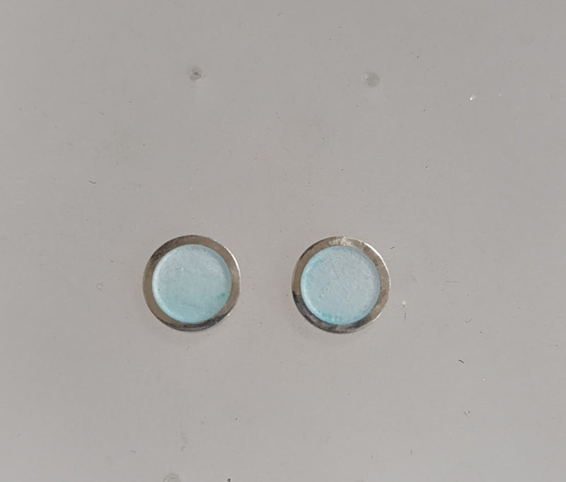 Sterling silver & enamel colourful studs - ice blue