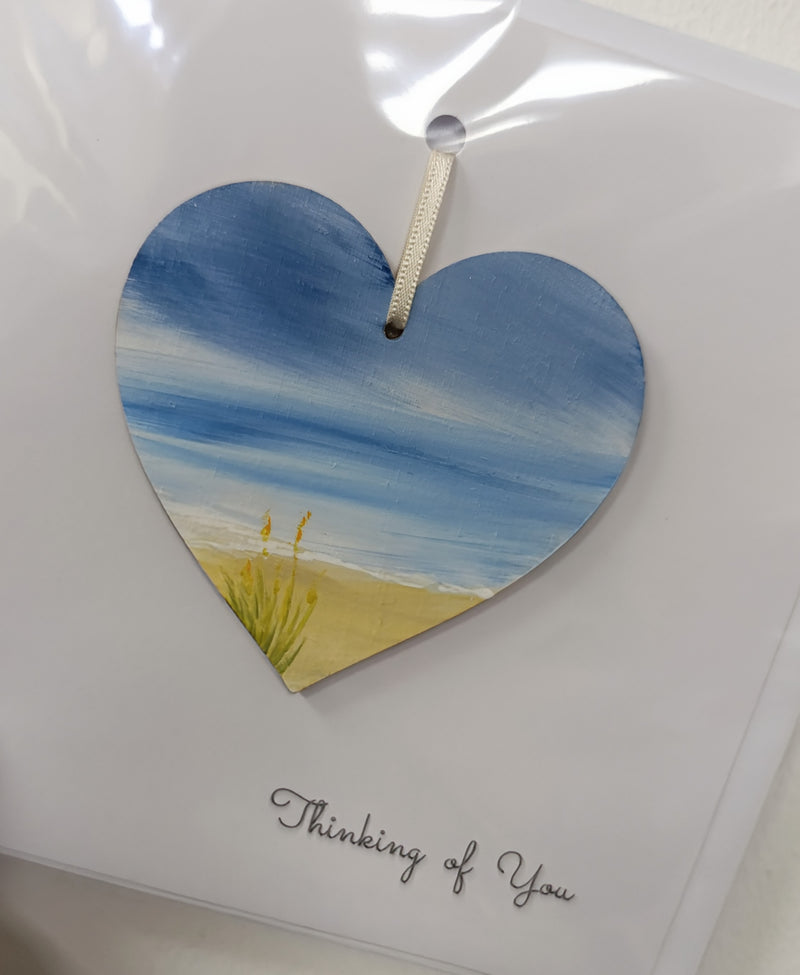 Thinking of you hand painted heart keepsake card