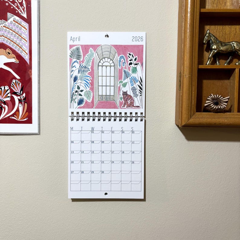Illustrated small wall calendar