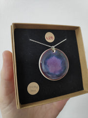 Large ceramic purple circle pendant necklace