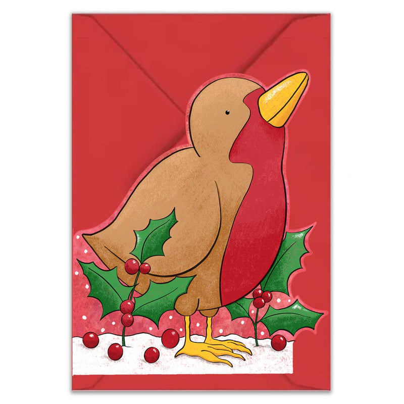 Robin die cut Christmas card