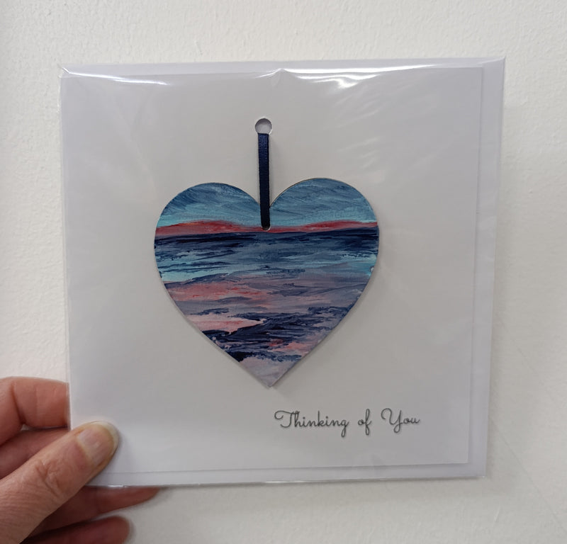 Thinking of you hand painted heart keepsake card