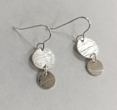 Sterling silver double circle drop earrings