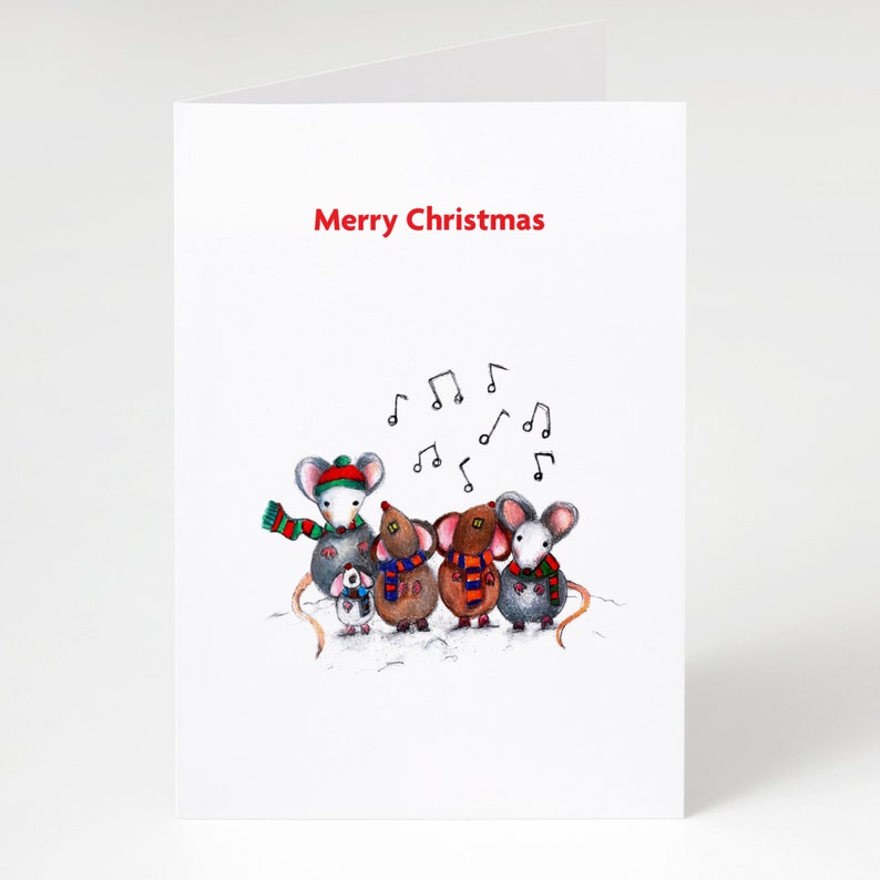 Merry Christmas Mice Carol Singers card