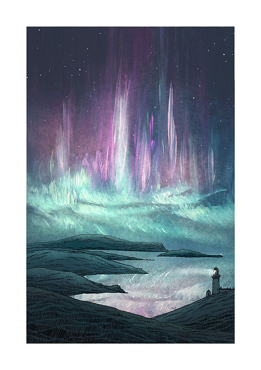 Aurora Coast A4 print