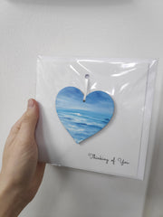 Thinking of you hand painted heart keepsake card