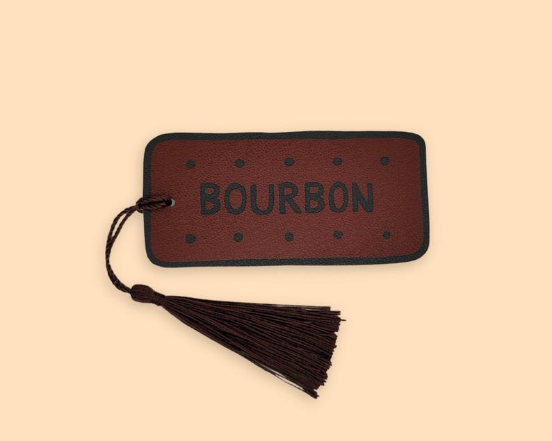Bourbon biscuit faux leather bookmark