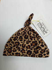 Baby knotted hat - leopard print (3-6 months)