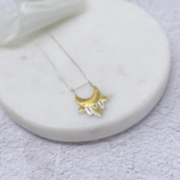 Sterling Silver & 22kt gold Crescent Moon pendant
