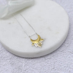 Sterling Silver & 22kt gold Crescent Moon pendant