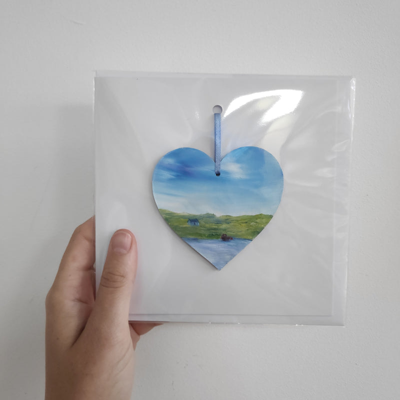 Hand painted heart keepsake card