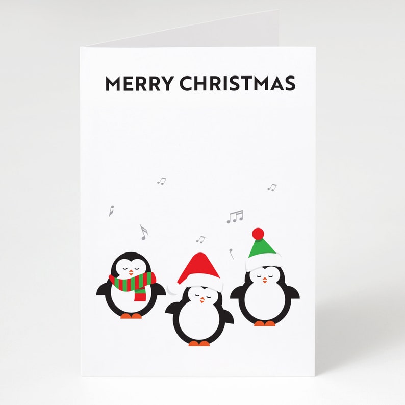 Merry Christmas singing penguins card