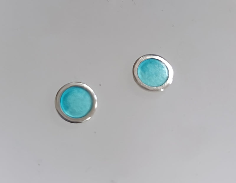 Sterling silver & enamel colourful studs - turquoise