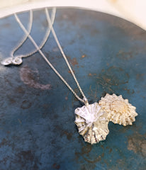 Sterling silver sand cast limpet shell necklace