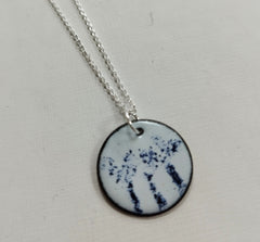 Tree silhouette enamelled circle necklace